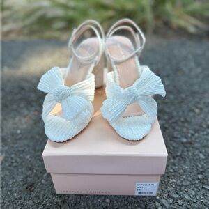 Loeffler Randall Women's White Lace Bow Sandals